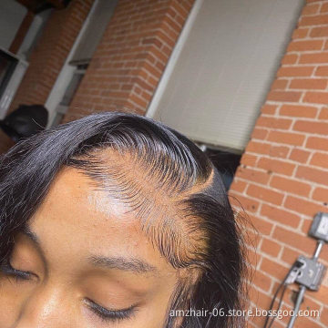 Cheap Transparent Lace Frontal Closure Wig Pre Plucked Mink Peruvian Virgin Cuticle Aligned Human Hair Hd Full Lace Front Wig
